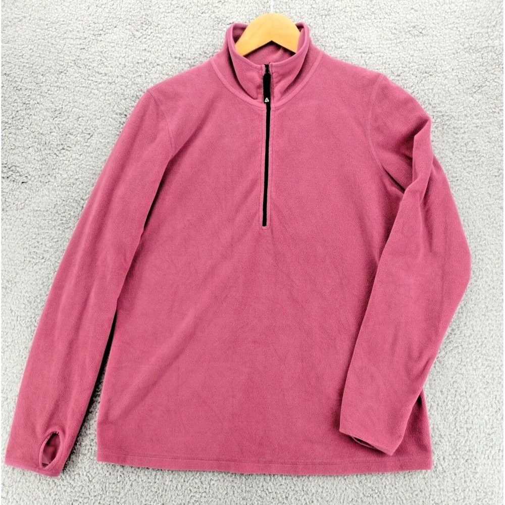 Jockey Pullover Womens Large Pink 1/4 Zip Thumbhole Fleece Person to Person
